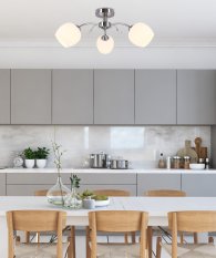 Stropná lampa Estar chróm E27 s bielym tienidlom