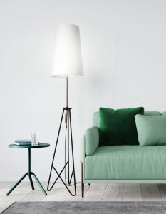 Stojaca lampa TAFLO čierno-zlatá 1xE27 tienidlo biele