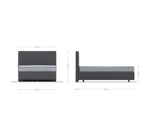 Boxspring postel Dream-Well 120x200 cm manšestr stříbrošedá