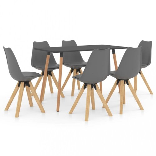 Jídelní set 6+1 buk / umělá kůže / plast Dekorhome