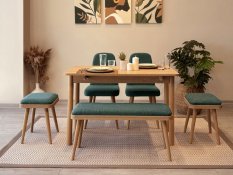 Jídelní set s rozkládacím stolem a židlemi (6 kusů) Vina Mini 03 1070 - Oak, Green