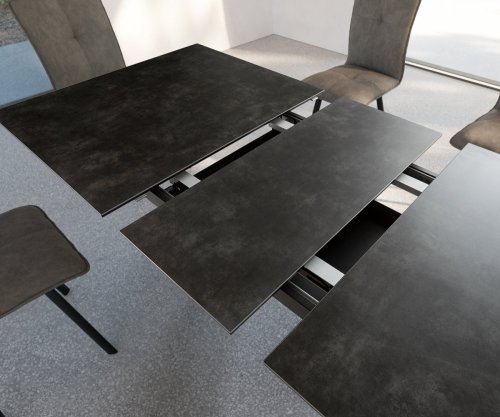 Jídelní stůl Davion 160/200x90 cm keramická šedá kovová rozkládací