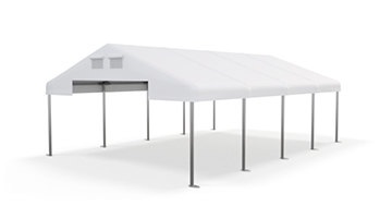 Skladový stan 5x10x2,5m střecha PVC 560g/m2 boky PVC 500g/m2 konstrukce ZIMA PLUS - Barva střešní plachty: Bílá, Barva boční plachty: Bílá, Barva svislých pruhů: Bílá