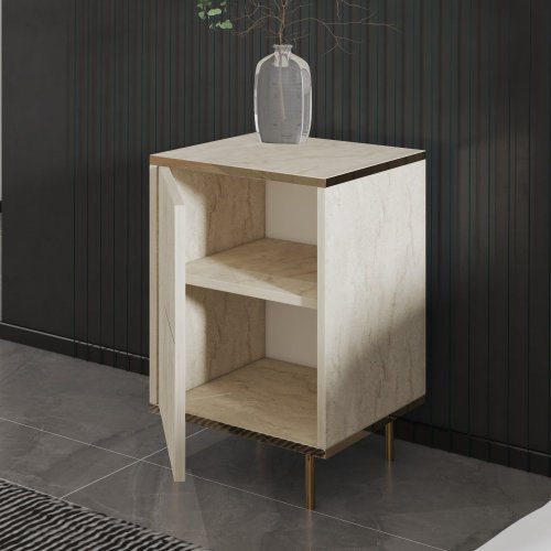 Nočný stolík Imaj - Travertine, Gold - POSLEDNÉ 2 KUSY