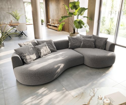 Pohovka Edina 330x170 cm bouclé stříbrná šedá