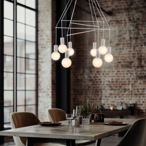 Závesná lampa matná biela 8xE27 dvojitý okruh Alto