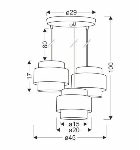 Závesná lampa TWIN 3xE27