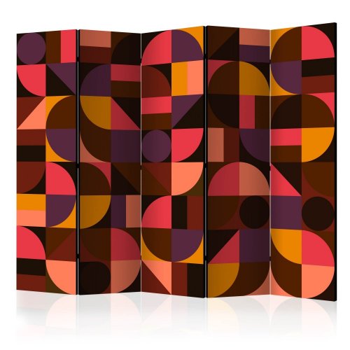 Paraván Geometric Mosaic (Red) Dekorhome - ROZMĚR: 135x172 cm (3-dílný)