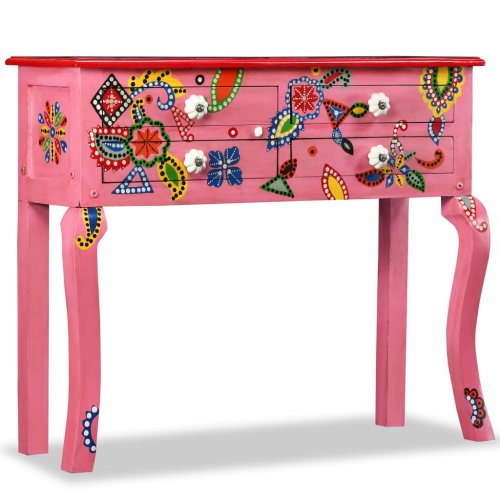 Odkládací stolek ručně malovaný Dekorhome - BAREVNÁ VARIANTA: Tyrkysová