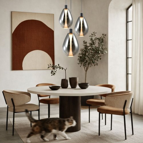 Lampa wisząca Denso 30 szklana czarna nad stół klosz dymiony pojedyncza