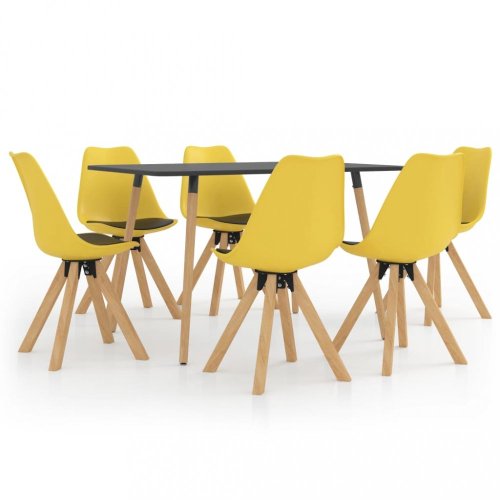 Jídelní set 6+1 buk / umělá kůže / plast Dekorhome