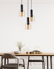 Závesná lampa Isar, čierna, 3x40, E27, jantárové tienidlo