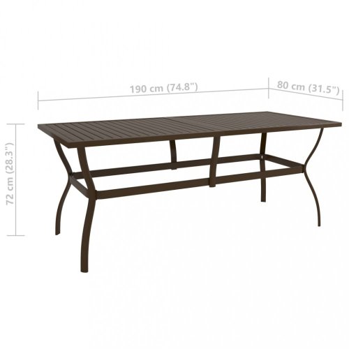 Zahradní stůl hnědý 190 x 80 x 72 cm ocel