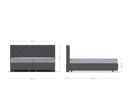 Boxspring postel Dream-Great 180x200 cm mikrovlákno antracitová