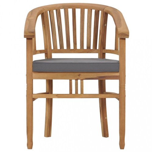 Zahradní židle s poduškami 2 ks  teakové dřevo Dekorhome - BAREVNÁ VARIANTA: Šedá