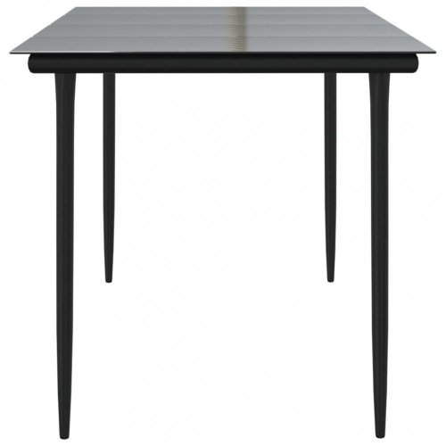 Zahradní jídelní stůl černý 160x80x74 cm ocel a tvrzené sklo