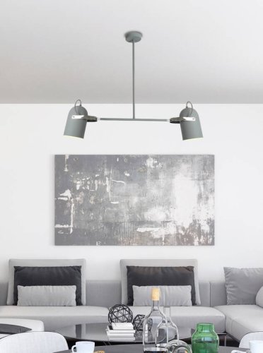 Šedá závěsná stropní lampa 2X40W E27 ŠEDÁ