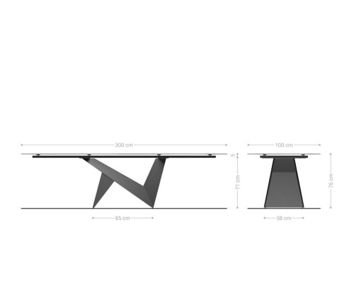 Jídelní stůl Edge 300x100 keramický Minas Melange bílo-béžový Origami