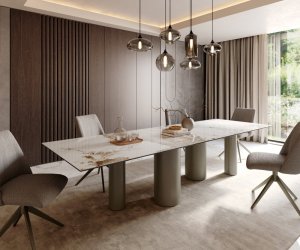 Jídelní stůl Edge 300x100 keramický Minas Melange bílo-béžový