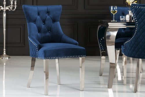 Chesterfield jídelní židle 2 ks FRIXON Dekorhome - BAREVNÁ VARIANTA: Modrá