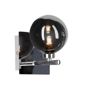 Nástěnná lampa SOMUL 1x20W G9 chromové skleněné stínidlo 12 cm grafitové elegantní moderní nástěnné svítidlo do obývacího pokoje, ložnice, haly, koupelny