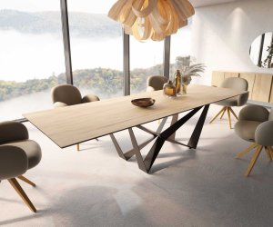 Jedálenský stôl Edge 300x100 keramický Laminam® Sabbia cross plochý