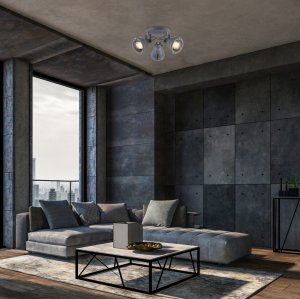 Šedá stropní lampa, nastavitelná, 3xE14, Crodo