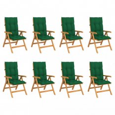Skládací zahradní židle s poduškami 8 ks teak / látka Dekorhome