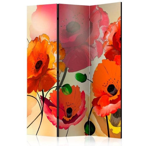 Paraván Velvet Poppies Dekorhome - ROZMĚR: 135x172 cm (3-dílný)