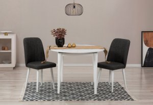 Jedálenský set s rozkladacím stolom a stoličkami (3 kusy) Vina 1053 - White, Anthracite