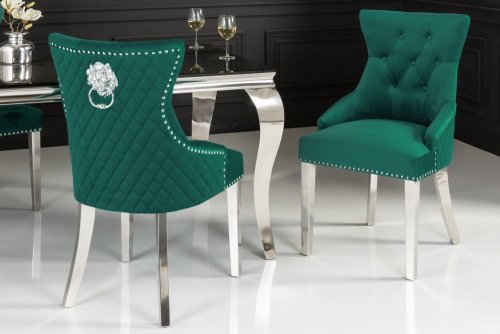 Chesterfield jídelní židle 2 ks FRIXON Dekorhome - BAREVNÁ VARIANTA: Smaragdová