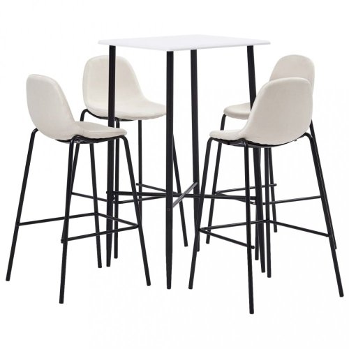 Barový set 5ks textil / bílá Dekorhome