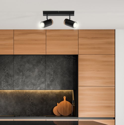 STROPNÁ LAMPA LAGOS ČIERNA 2X15 GU10 TIENIDLO ČIERNA+DREVENÁ