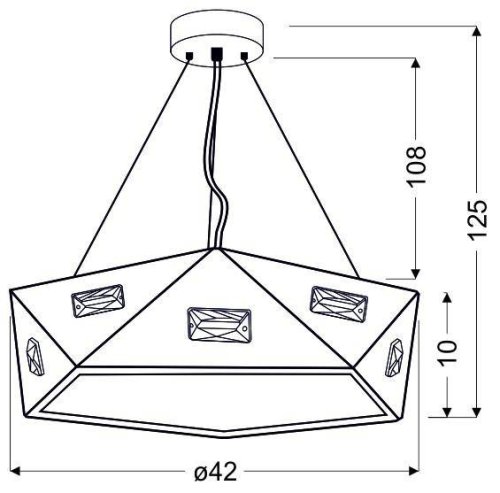 Černá pětiúhelníková závěsná lampa, nastavitelná LED 24W Nemesis