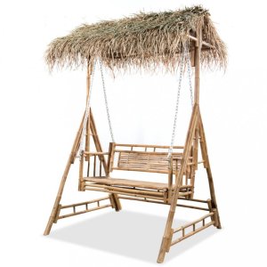 Záhradná hojdačka bambus / palmové listy Dekorhome