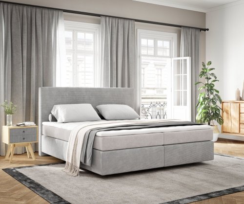 Boxspring postel Dream-Well 180x200 cm manšestr stříbrošedá