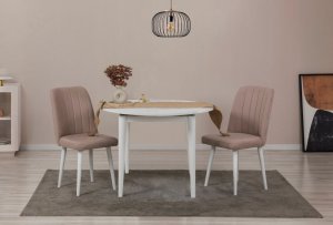 Jedálenský set s rozkladacím stolom a stoličkami (3 kusy) Vina 0900 - White, Stone