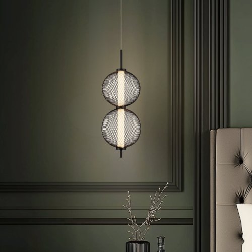 Drátěná závěsná lampa PUMA s kulovými stínidly 14 x 38 cm – designové osvětlení obývacího pokoje LED 3000K