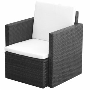 Záhradné polyratanový kreslo čierna / biela