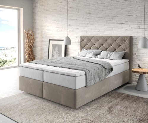 Boxspring postel Dream-Great 140x200 cm béžová mikrovlákno