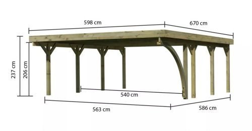 Dřevěný přístřešek / carport CLASSIC 2B s plechy Dekorhome