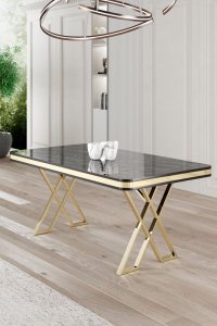 Jedálenský stôl Vals - Black Marble, Gold
