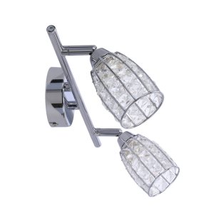 Stropná lampa Shiba chrómový pásik 2x15W g9 priehľadné tienidlo