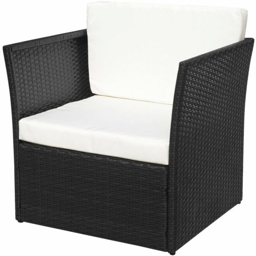 Zahradní židle s taburetem polyratan - BAREVNÁ VARIANTA: Černá