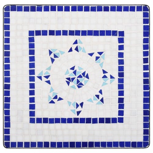 Mozaikový bistro set 3 ks Dekorhome - BAREVNÁ VARIANTA: Biela / modrá