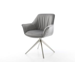 Jedálenská stolička Keila-Flex s opierkami zamat sivá široká kovová