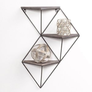 Dekoratívna drevená nástenná polica Wr044