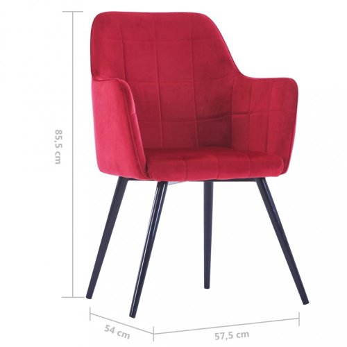Jídelní židle 4 ks samet / ocel Dekorhome - BAREVNÁ VARIANTA: Červená