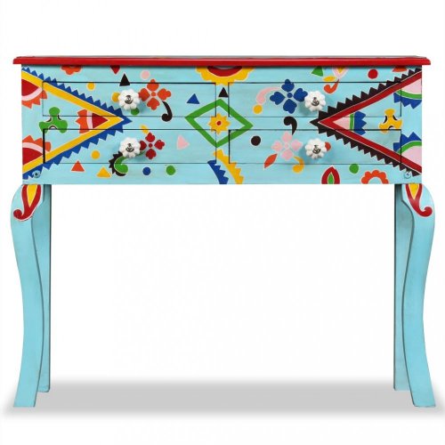 Odkladací stolík ručne maľovaný Dekorhome - BAREVNÁ VARIANTA: Tyrkysová