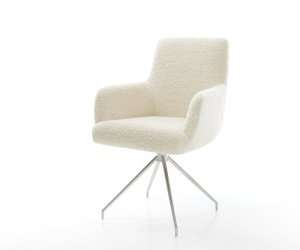 Jídelní židle Heira-Flex s područkami plyšový manšestr béžová